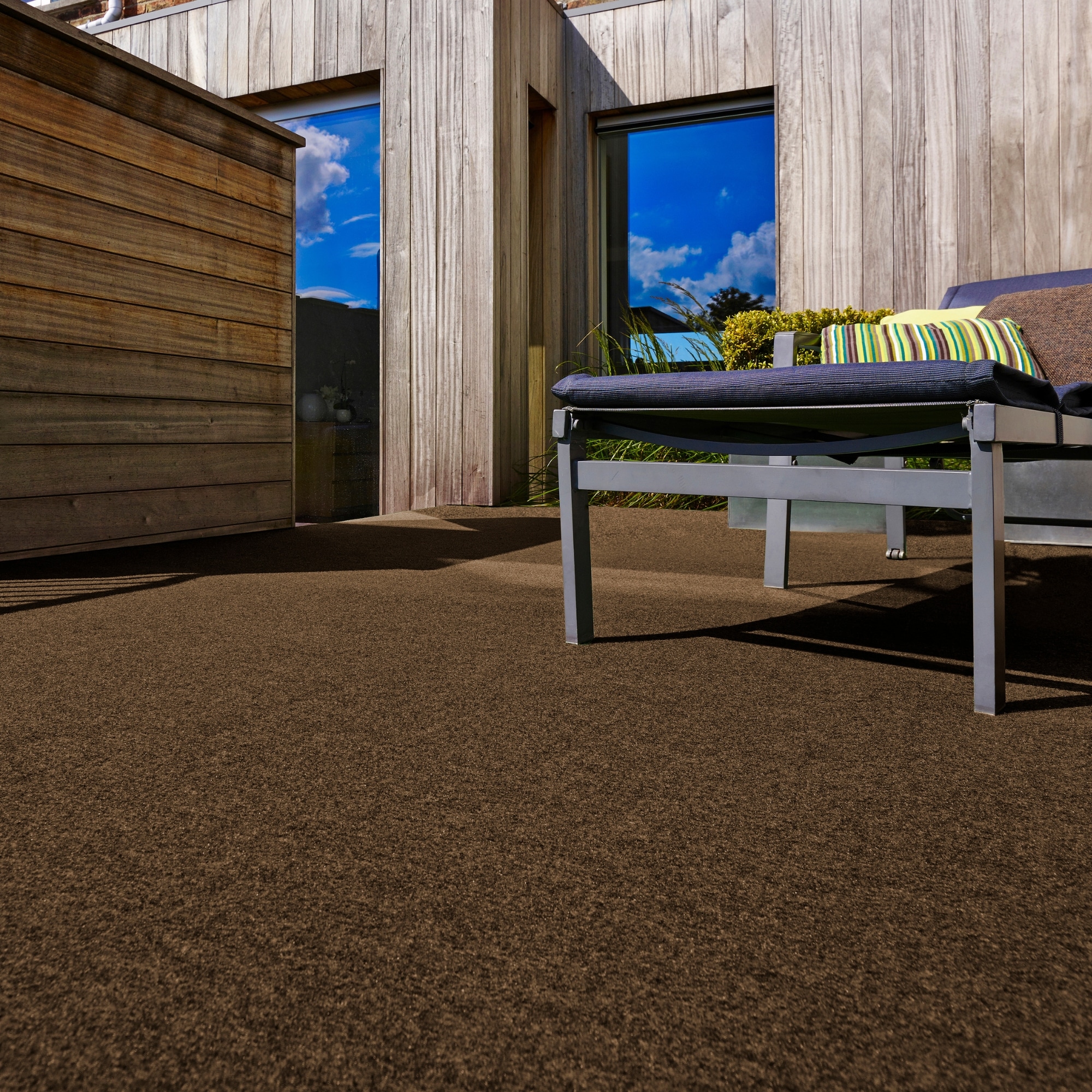 Kunstrasen ANDIAMO "Field, Made in Belgium", braun, B:200cm H:4mm L:100cm, Nadelfilz, Polyester, Teppiche, für Balkon & Terrasse, mit Drainage-Noppen, Nadelfilz-Optik