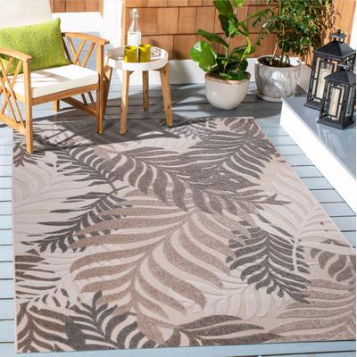 Teppich SANAT "Floral Outdoor", beige (creme), B:60cm H:6mm L:110cm, Kunstfaser, Teppiche, In- und Outdoor geeignet, florales Design, Balkon, Terasse Image
