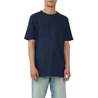 T-Shirt S.OLIVER, Herren, Gr. M, blau (dunkelblau), Jersey, Obermaterial: 100% Baumwolle, regular fit, Rundhals, Kurzarm offene Kante, Shirts, mit offenen Kanten Image