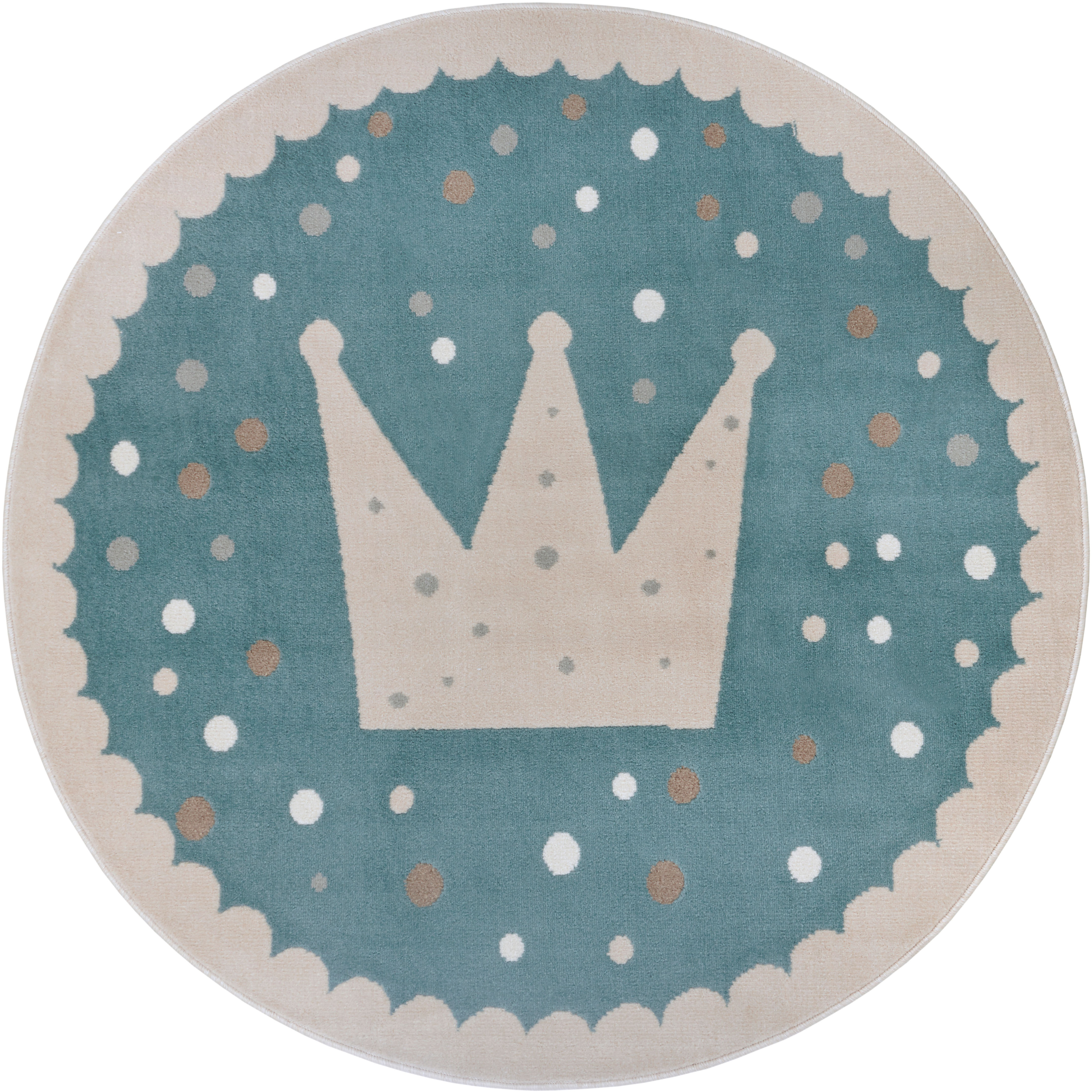 Kinderteppich HANSE HOME "Adventures Crown", blau (blau,creme), H:8mm Ø:100cm, Polypropylen, Teppiche, Kinderteppich, Spielteppich, fest, Kinderzimmer, Kurzflor, Spielunterlage