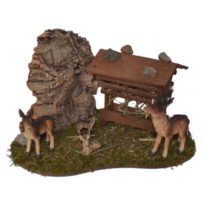 Krippen-Zubehör ALFRED KOLBE "Futterraufe mit Rehfamilie, Weihnachtsdeko", braun, B:13cm H:17cm T:11cm, Dekofiguren Image