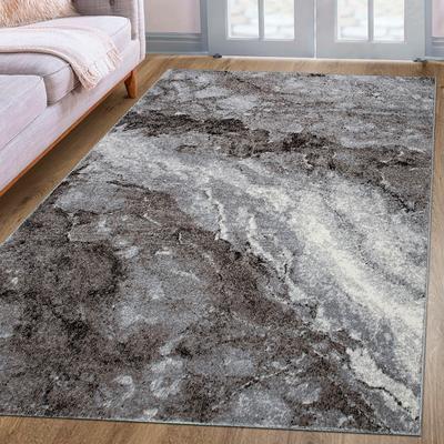 Teppich MY HOME "Sonnenhang" Gr. 2, grau, B:80cm H:9mm L:150cm, Kunstfaser, Teppiche, mit besonders weichem Flor, Kurzflor, modernes Marmor Design Image
