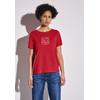 T-Shirt STREET ONE, Damen, Gr. 36, rot (glory rot), Stoff, 80% Polyester, 20% Viskose, bedruckt, casual, normal normal, Rundhals, Kurzarm Bündchen, Shirts, im angenehmen Materialmix