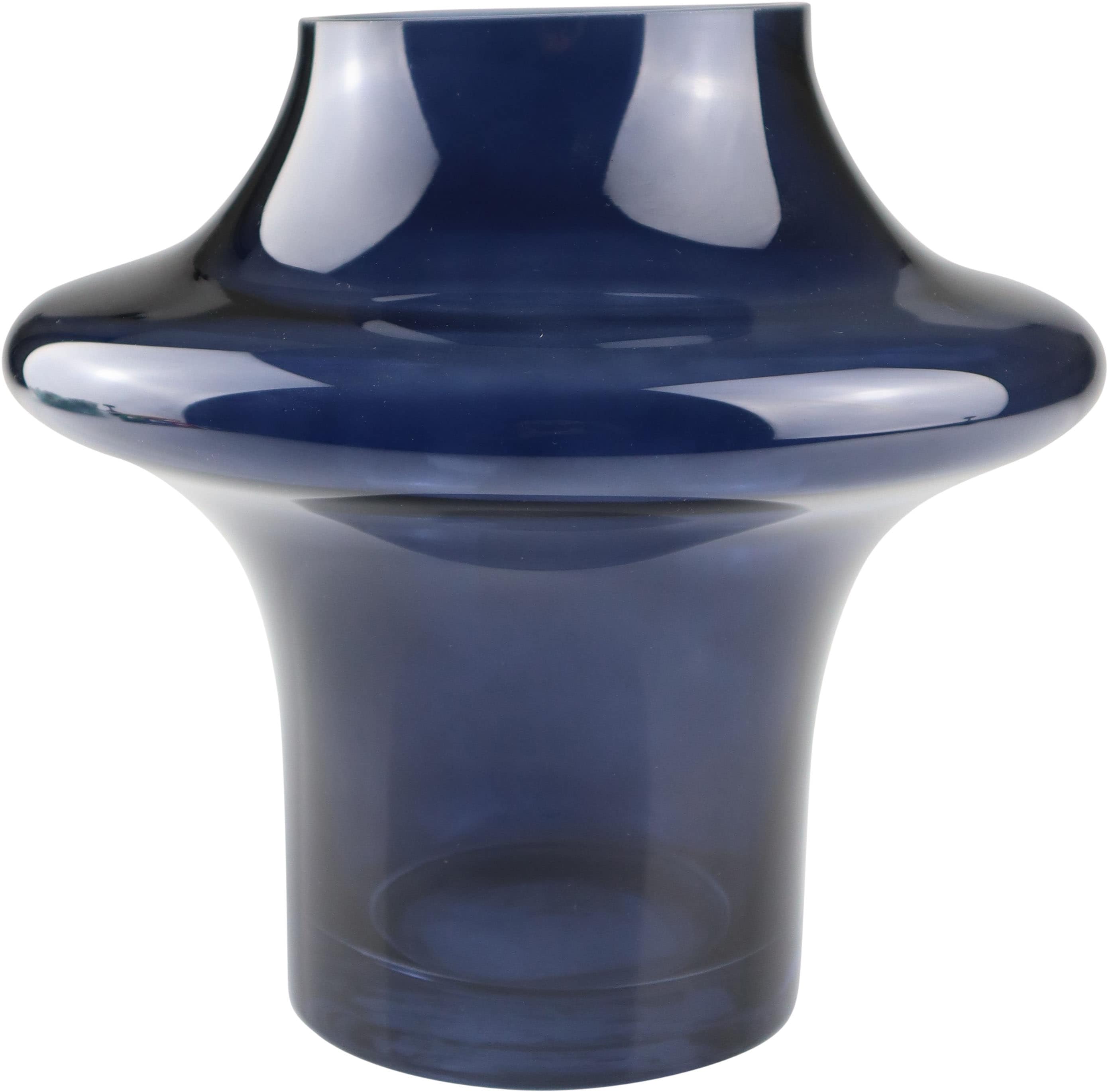 Dekovase AM DESIGN "aus blauem Glas", blau, B:20cm H:20cm, Glas, Vasen, setzt mit ihrer runden Form Akzente