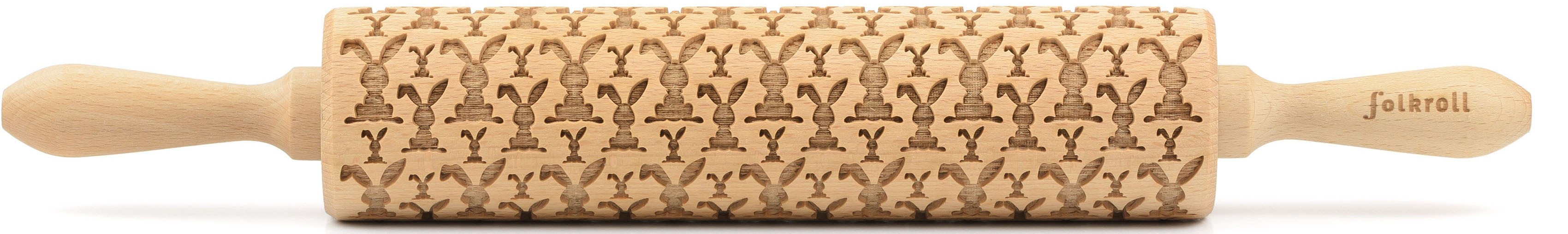 Teigroller FOLKROLL "3D-Motiv-Teigrolle", braun, L:43cm, Massivholz, Teigroller, Osterhasen Image