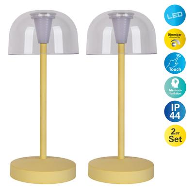 NÄVE LED Tischleuchte "Gomba 18,5 cm", gelb, H:18,50cm Ø:8,00cm, Lampen, 2er Set, aufladbar, USB Kabel, Memoryfunktion, stufenlos dimmbar Image
