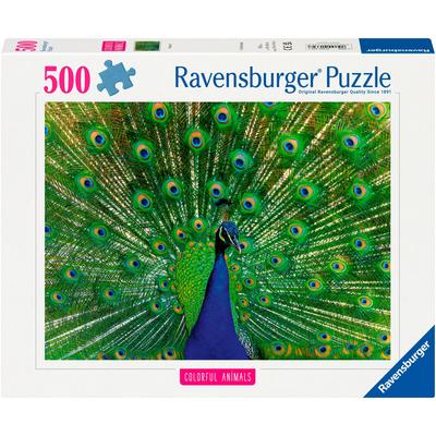 Puzzle RAVENSBURGER "Colorful Animals, Peacock", bunt, Puzzles, KinderB:49,3cm H:36,2cm, Made in Germany, B:49,3cm H:36,2cm Image