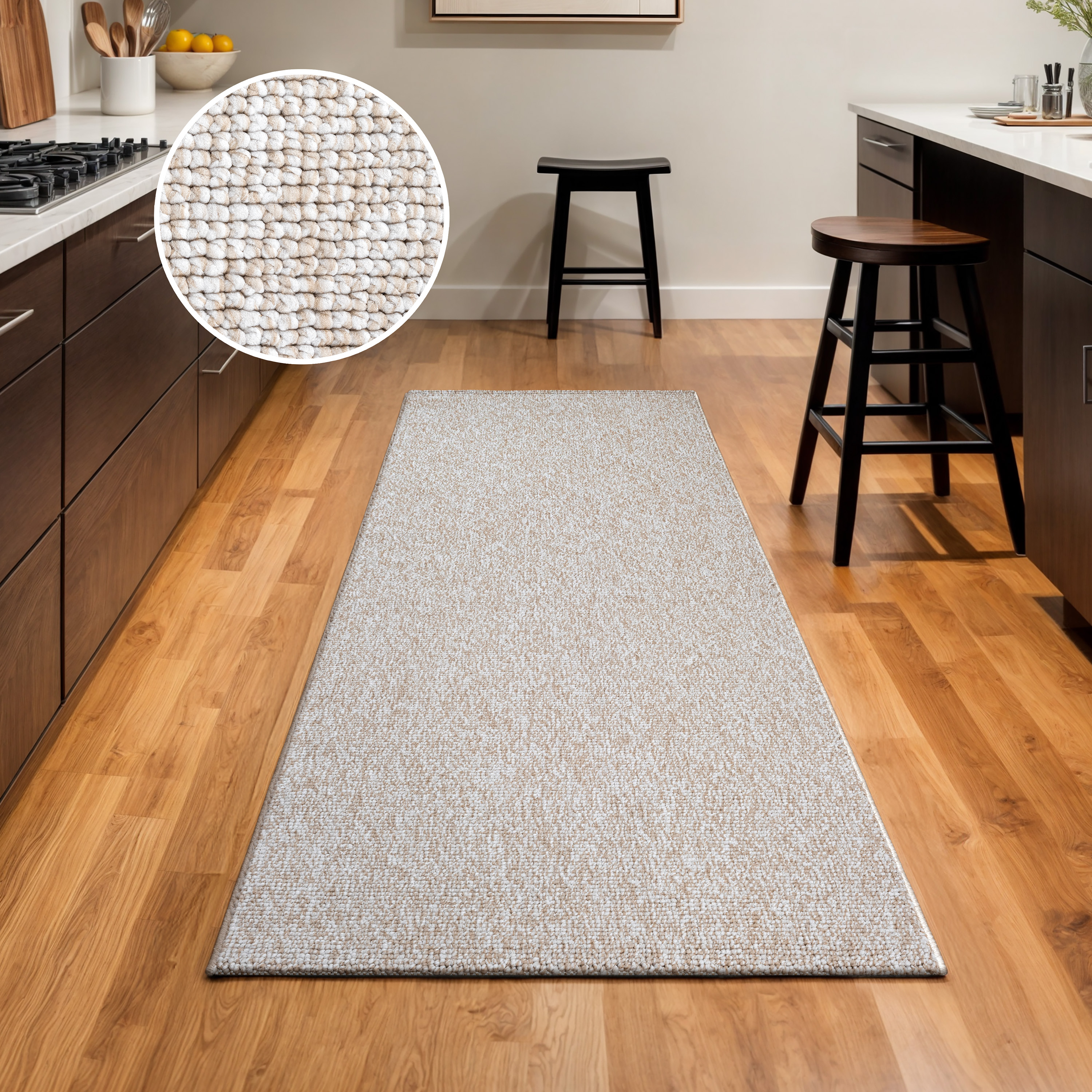 Teppich SANAT "Lora Plus, auch als Läufer", beige, B:60cm H:5mm L:110cm, Kunstfaser, Teppiche, Kurzflor, uni, gekettelt, Wohnzimmer, Kinderzimmer Image