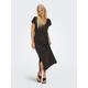 Jerseykleid ONLY "ONLMARA S/S DRESS JRS", Damen, Gr. M (38), N-Gr, braun (chocolate torte), Jersey, Obermaterial: 100% Baumwolle, unifarben, modisch, regular fit, V-Ausschnitt, Kurzarm, Kleider