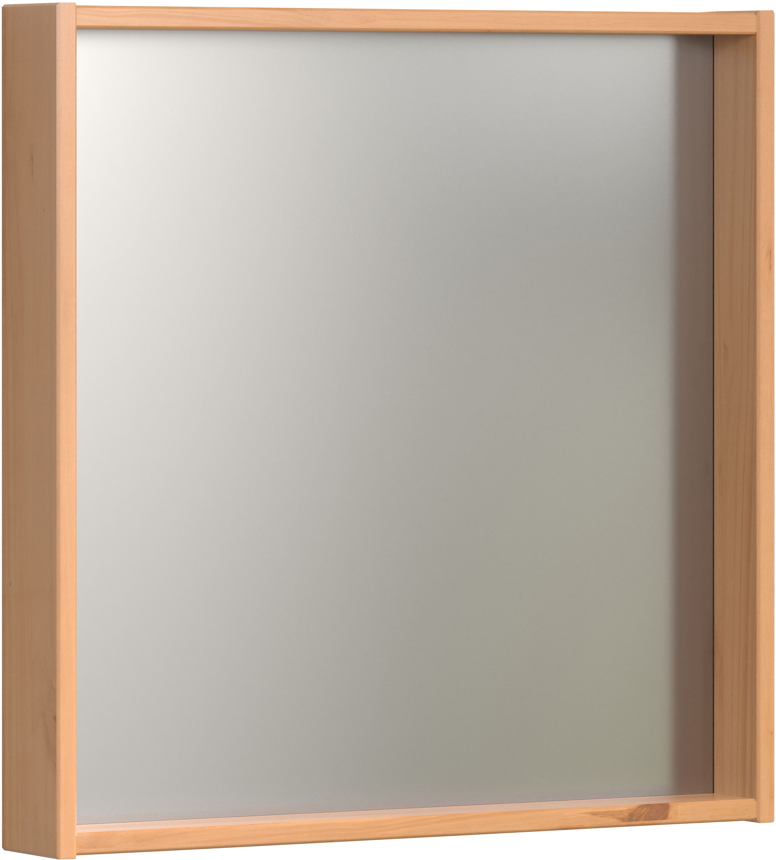 Badspiegel WELLTIME "Kall", gelb (honigfarben), B:60cm H:60cm T:8cm, FSC-zertifiziertes Massivholz, Spiegel, Spiegel mit Rahmen aus lackiertem Massivholz - Mit Floatglas Image