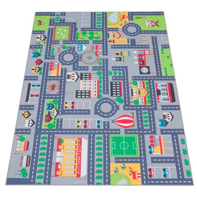Kinderteppich PACO HOME "Bino 576", grau, B:80cm H:4mm L:150cm, Polyester, Teppiche, Kurzflor, Straßen-Spiel-Teppich, Kinderzimmer Image