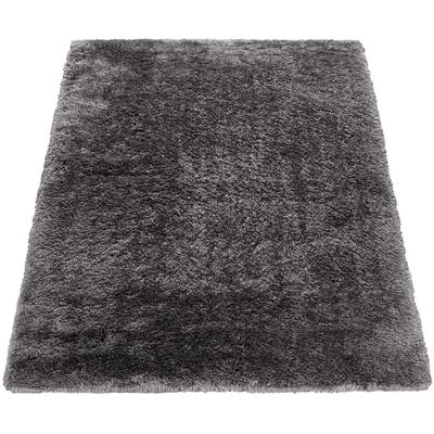 Hochflor-Teppich PACO HOME "Akumal 930", grau (anthrazit), B:60cm H:60mm L:100cm, Polyester, Teppiche, Shaggy, besonders weich durch Softgarn, Uni-Farben Image