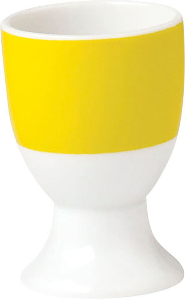 Eierbecher VAN WELL "Vario", gelb (gelb, weiß), B:16,5cm H:7cm Ø:4,5cm, Porzellan, Eierbecher, Porzellan, spülmaschinen- und mikrowellengeeignet Image