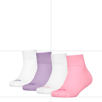 Kurzsocken PUMA "PUMA KIDS HEART LOGO QUARTER 4P ECOM", Damen, Gr. 35-38, pink, lila, weiß, Materialmix, unifarben, Socken, mit verstärkter Ferse Image