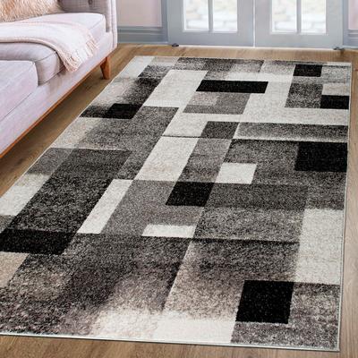Teppich MY HOME "Corine" Gr. 2, beige, B:80cm H:9mm L:150cm, Obermaterial: 100% Polypropylen, Teppiche, mit besonders weichem Flor, Kurzflor, modernes Karo-Design, grafisch Image