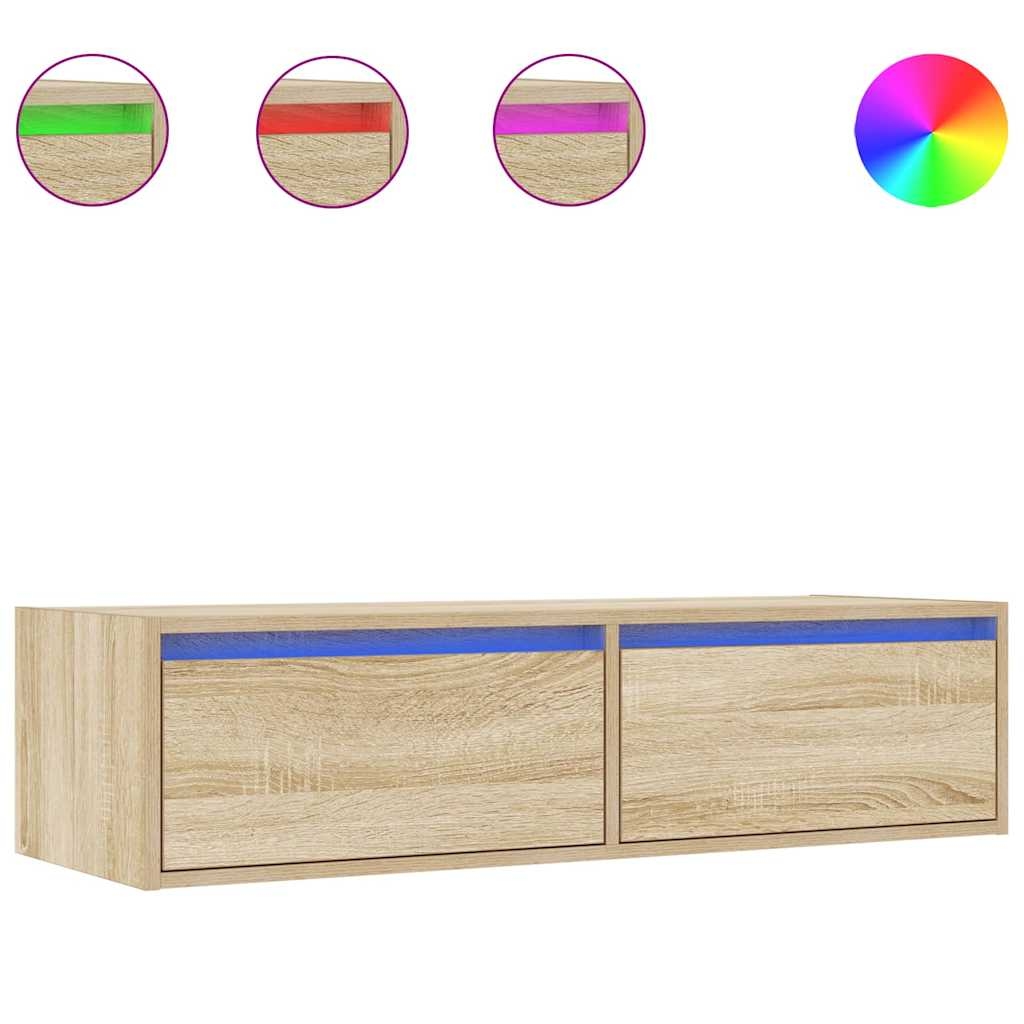 vidaXL TV-Schrank mit LED-Leuchten Sonoma-Eiche 100x35,5x25 cm Image