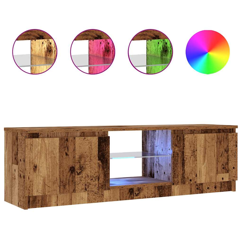 vidaXL TV-Schrank mit LED-Leuchten Altholz-Optik 120x30x36 cm Image