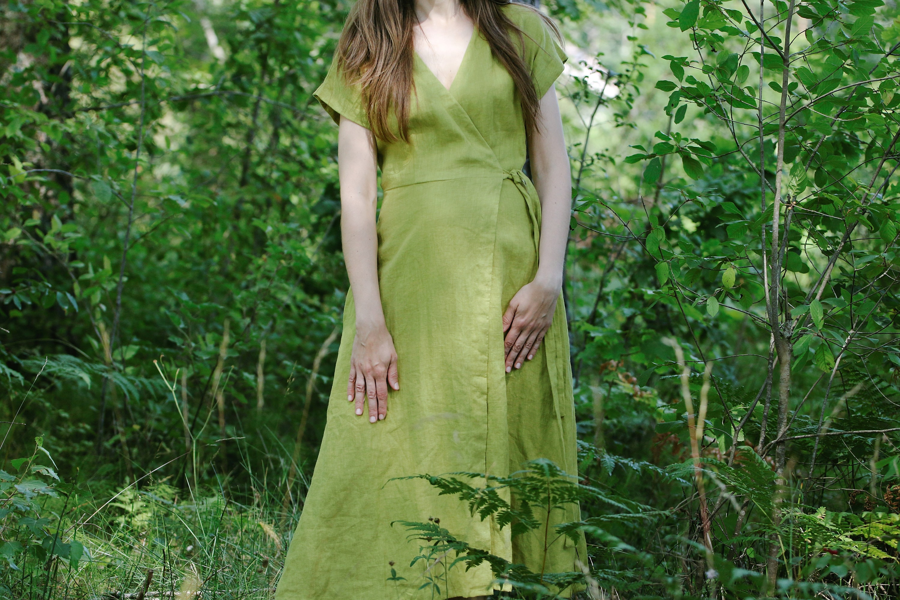 Langes Leinen Wickelkleid SARLOTE, Leinen Wickelkleid, Sommer Leinenkleid, Natur Leinen Kleid, Leinen Kleidung, Maxi Leinenkleid, Wickelkleid