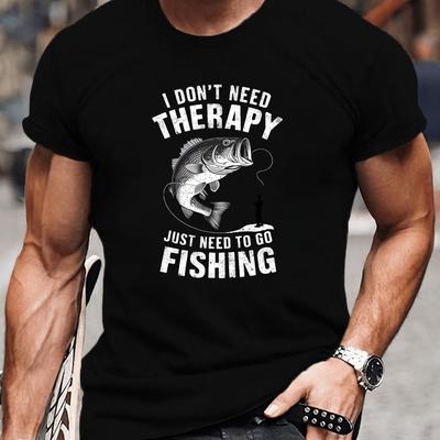 TEMU Fishing Print Tee Shirt, Men's Tees, Casual Short Sleeve T-shirt For Summer Image