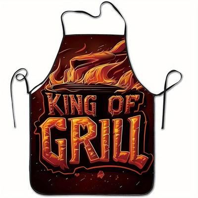 TEMU 1pc Apron - Design, Durable Polyester Sleeveless Bib Apron For , Home Kitchen Baking Bbq Cooking Accessory, Flat Accessories, Grilling Essentials, Vibrant Print, Easycare Fabric,