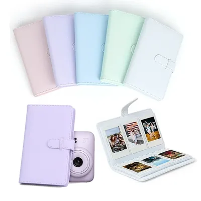 108 Pockets Photo Album for Mini 12 - 3 Inch Film Camera Storage, PU Leather Stamp Collection Book, Mini Photo Paper Organizer
