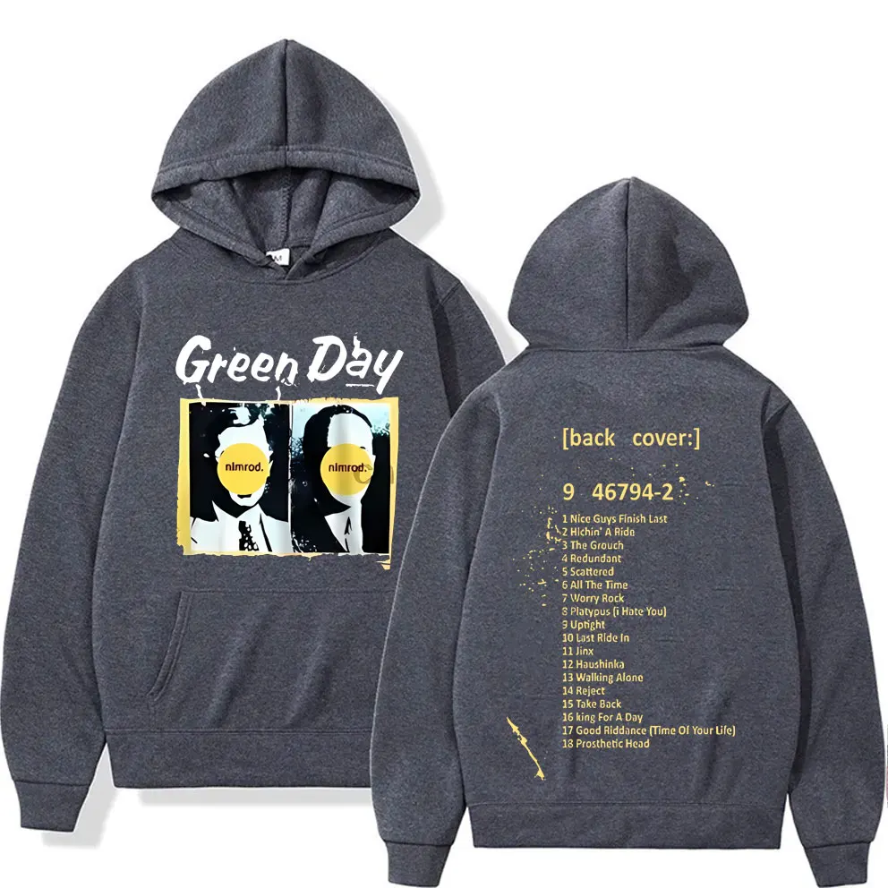 Männer Vintage Gothic Rock Übergroßen Sweatshirt Männlichen Hip Hop Casual Hoodies Seltene Punk Band Green Day Nimrod Zurück Abdeckung Drucken Hoodie
