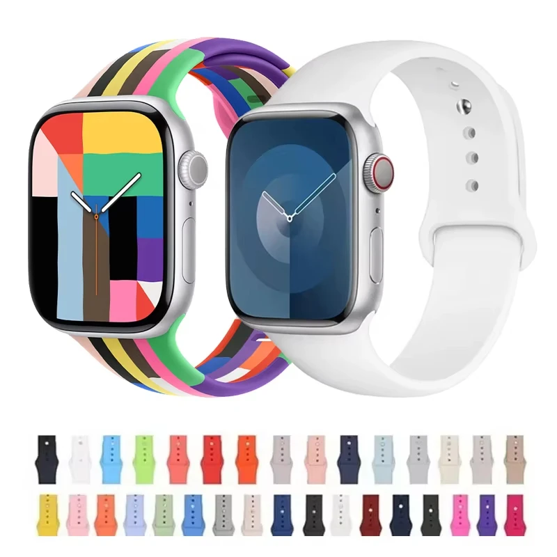 Silikonarmband für Apple Watch Band 45 mm 44 mm 41 mm 42 mm 40 mm 49 mm 38 mm Correa-Armband iWatch-Serie 10 9 8 5 4 8 6 SE 7 Ultra 2 Image