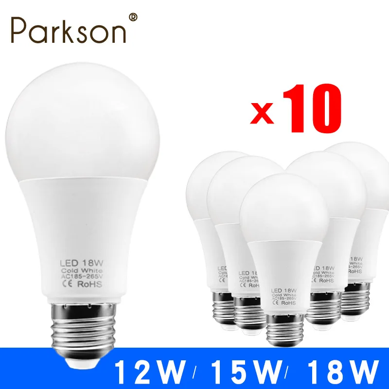 10 stücke LED Led-lampe E27 18 W 15 W 12 W 9 W 6 W 3 W Lampada LED Licht AC 220 V Bombilla Scheinwerfer Beleuchtung Lampe Kalt/Warm Weiß LED Licht