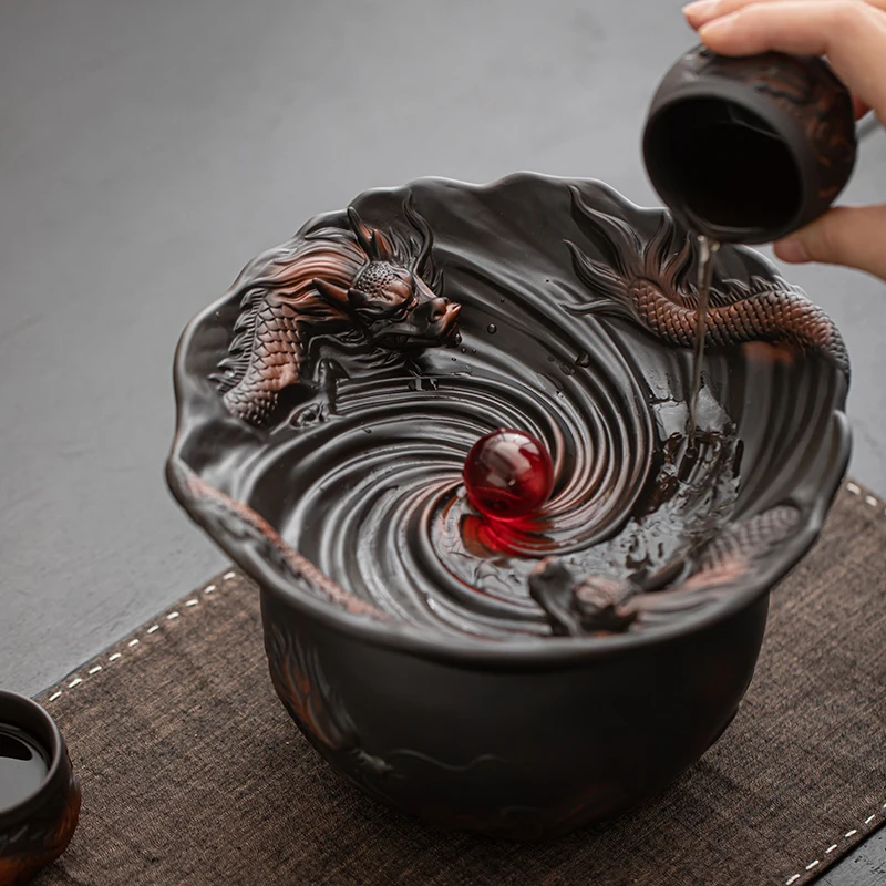 Lila Keramik Haushalt Wohnzimmer Tee Waschen Keramik Große Retro Abgedeckt Filter Wasser Becken Tee-Set Zubehör