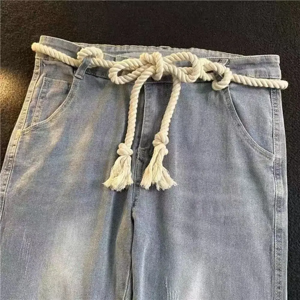 1PC Retro Dicken Seil Gürtel frauen Ins Stil Dekorative Vielseitig Jeans Gürtel Student Y2K männer Taille Gürtel krawatte Bund Image