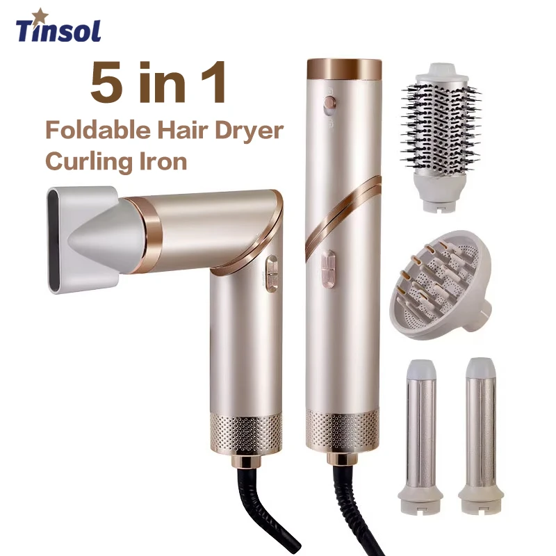 5-in-1-Griff, faltbarer Haartrockner, tragbarer multifunktionaler Haartrockner für zu Hause, Negativ-Ionen-Haarpflege, Lockenstab, persönliches Styling Image