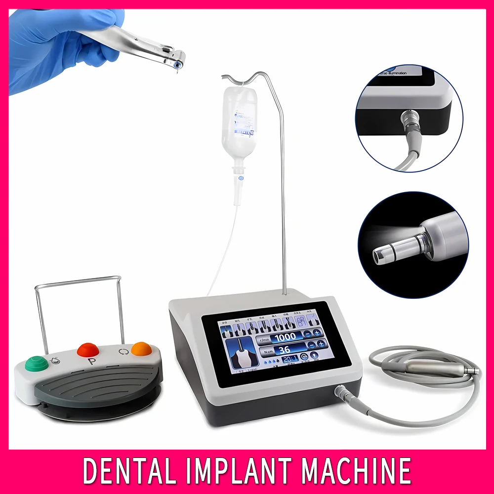 Dental Implantat Maschine Touchscreen Chirurgische Implantat Motor Ausrüstung mit 20:1 Contra Winkel Fiber Optic Handstück Fit Nsk/Kavo Image