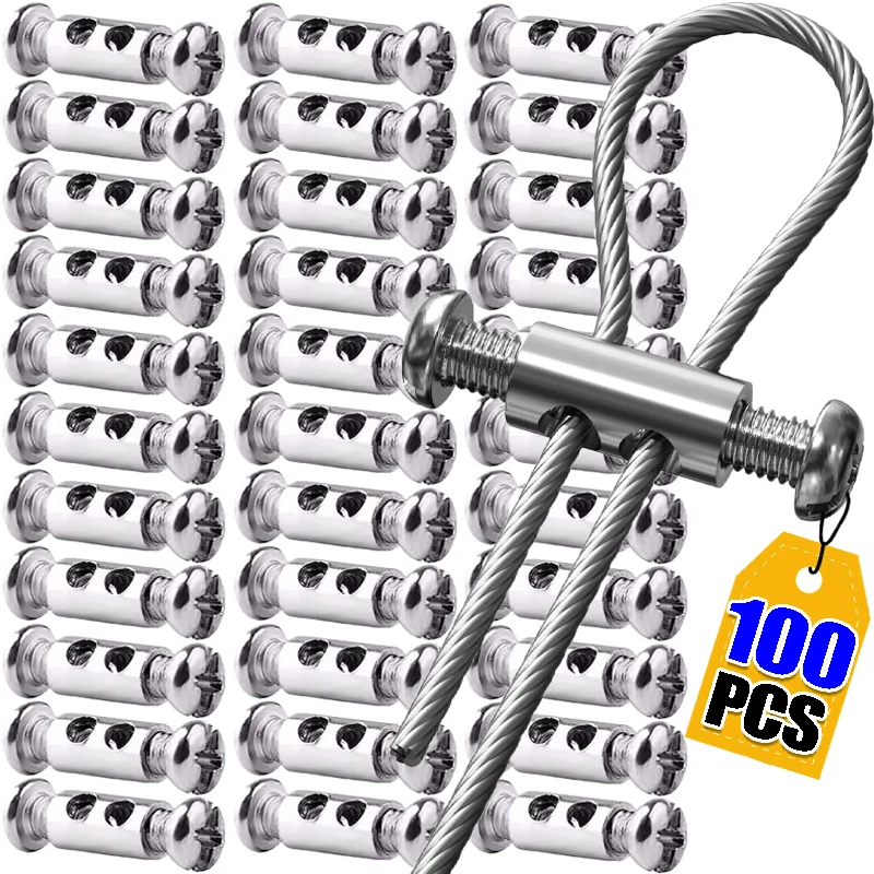 100/10PCS Stahldrahtseil Kabelklemme Metall Kupfer Clip Verstellbare Schraube Metallbefestigung Sling Fastener Zubehör für 1,2-2,5mm Image