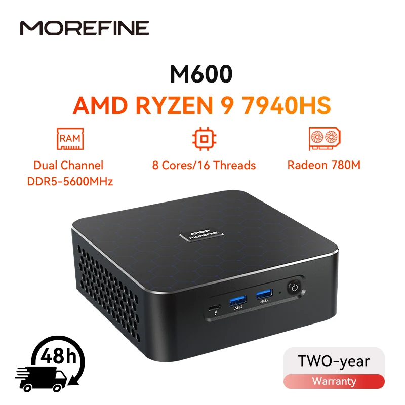MOREFINE Mini PC AMD Ryzen R9-7940HS R7-7640HS R5-6600H WIN11PRO Desktop Computer DDR5 16GB RAM 1T SSD WiFi6 BT5.2 Laptop Gamer