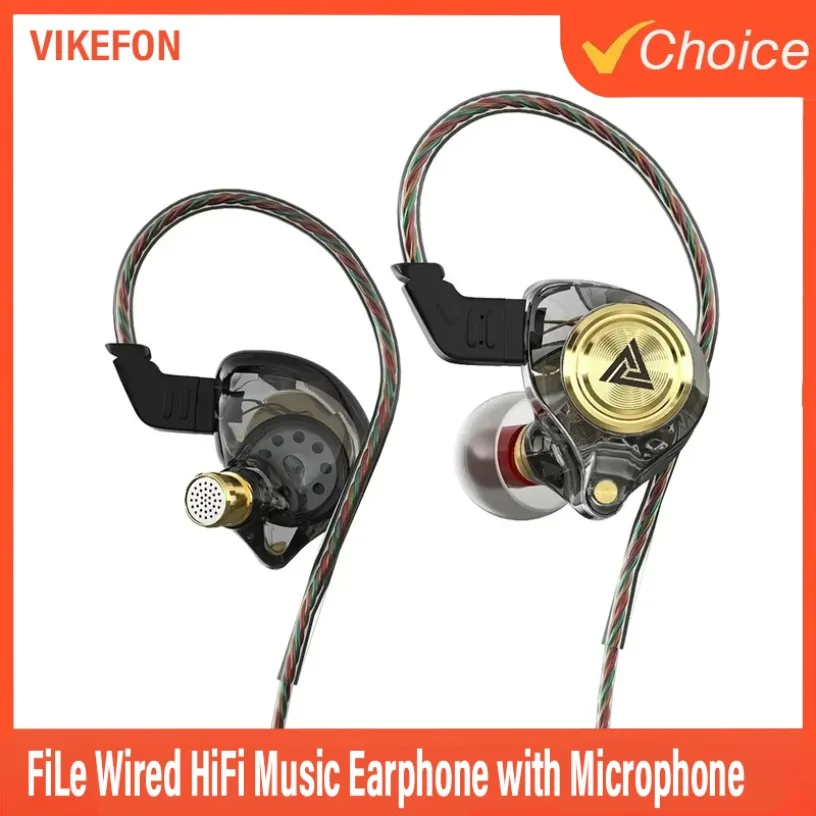 QKZ AK3 FiLe Kabelgebundener Kopfhörer mit Mikrofon, HiFi-Musikmonitor, Bass-Kopfhörer, Headset mit Geräuschunterdrückung für Sport-Gaming-Ohrhörer Image