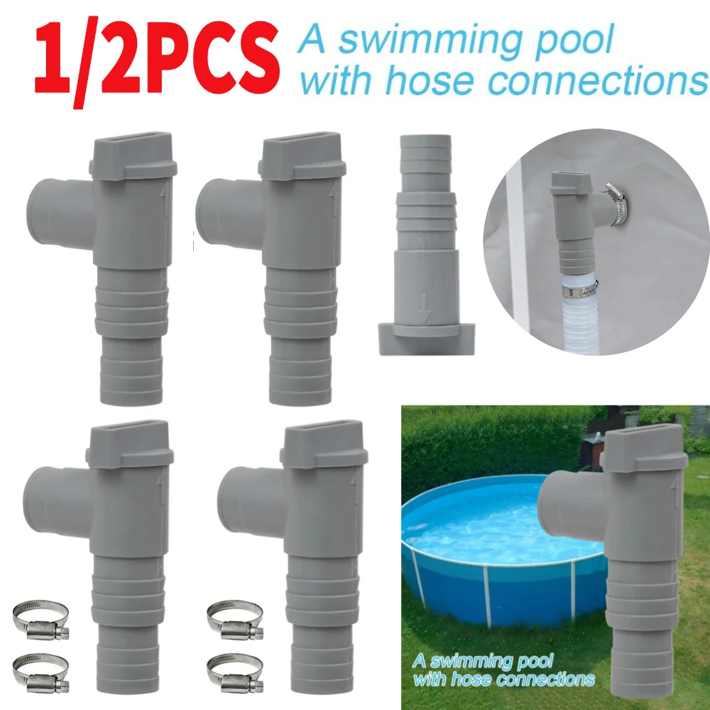 1/2Set PVC-Poolfilterpumpenadapter für 32 mm Rohrschläuche, auslaufsicherer Pool-Ein/Aus-Kolbenventil, versiegelte Ersatzteile Image