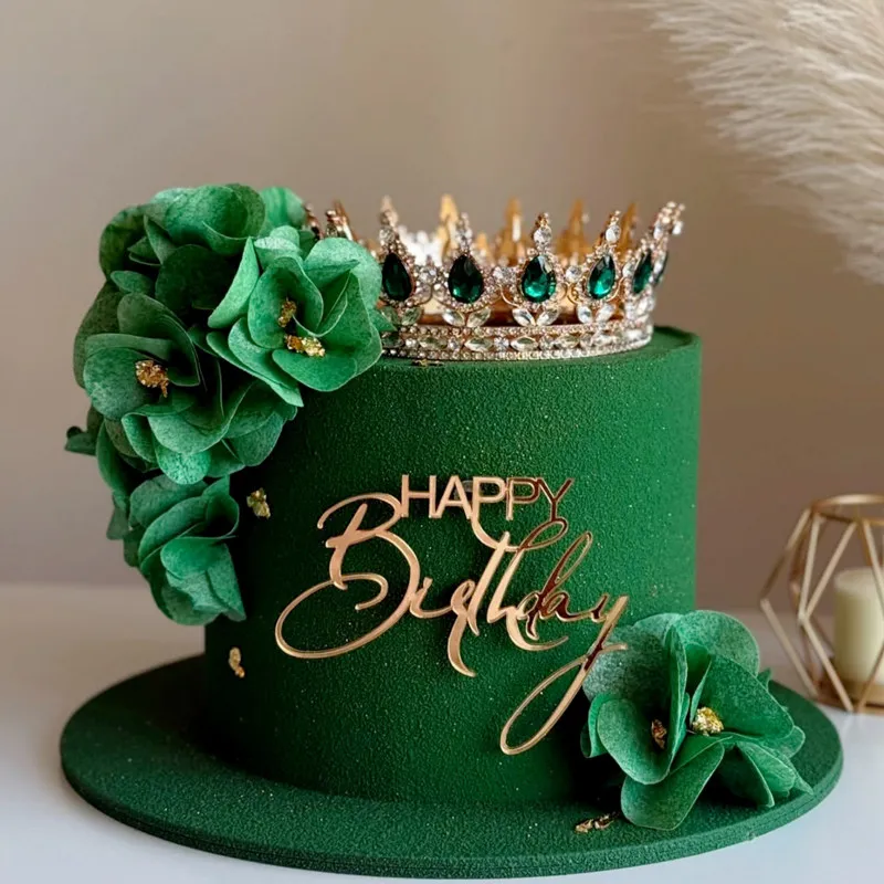 2025, neuer Tortenaufsatz „Happy Birthday“, Dessert-Dekoration, goldfarben, seitlich, Acryl, für Kinderparty, Kuchenaufsätze für Babyparty, Backzubehör Image