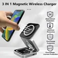 Stazione di ricarica rapida standard wireless magnetica piegabile per Samsung S25 S24 iPhone 16 per Galaxy Watch 8 7 AirPods