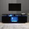 Meuble tv moderne, meuble de rangement led 16 couleurs, pour téléviseur 60 pouces, avec niche en verre, bois, noir, 140x35x55 cm