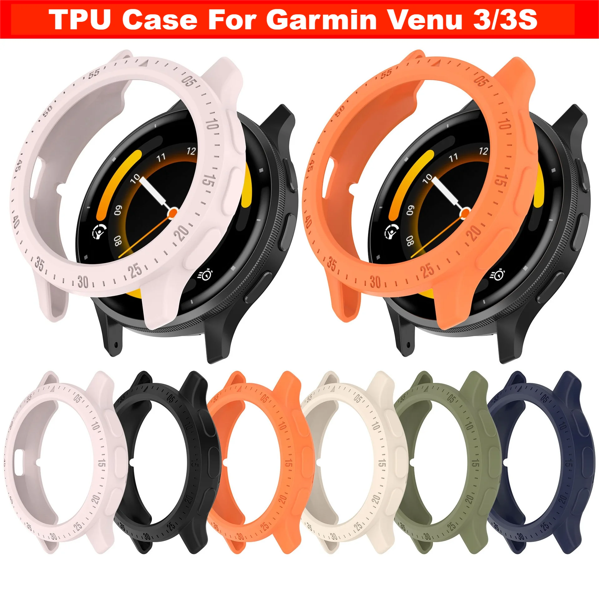 Étui de protection en TPU souple pour Garmin Venu 3, protecteur d'écran pour montre intelligente anti-chute, pare-chocs Venu3 3S