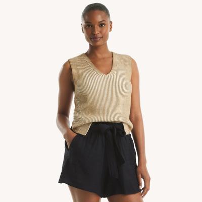 Nautica Women's V-Neck Sweater Tank Coastal Tan, M