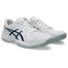 Hallenschuh ASICS "UPCOURT 6", Gr. 44,5, weiß, tranquil teal, Synthetik, sportlich, Schuhe, für Hallensport