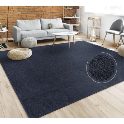 Teppich PACO HOME "Porto 890", blau (navy, blau), B:120cm H:13mm L:170cm, Obermaterial: 100% Polypropylen, Teppiche, Kurzflor, Uni-Farben, ideal im Wohnzimmer & Schlafzimmer Image