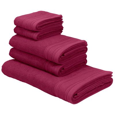 Handtuch Set BRUNO BANANI "Robby, Premium Handtücher, 500 gr/m²", lila (beere), 5 tlg., Frottier, Frottier, Obermaterial: 100% Baumwolle, Handtuch-Sets, Duschtücher, Handtücher, Gästetücher, (Set, 5-tlg), 100% Baumwolle Image