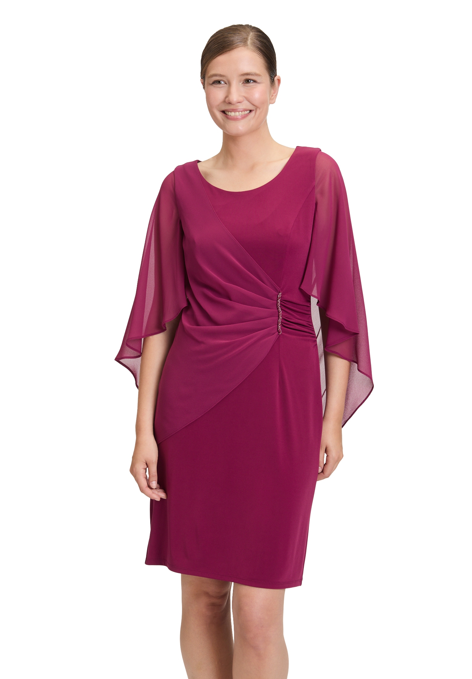 Cocktailkleid VERA MONT "Vera Mont Damen Cocktailkleid mit Raffung", Damen, Gr. 48, Normalgrößen, rosa (sweet berry), Obermaterial: 95% Polyester, 5% Elasthan. Besatz: 100% Polyester. Futter: 100% Polyester., Elegant, figurbetont kurz, Rundhals,... Image