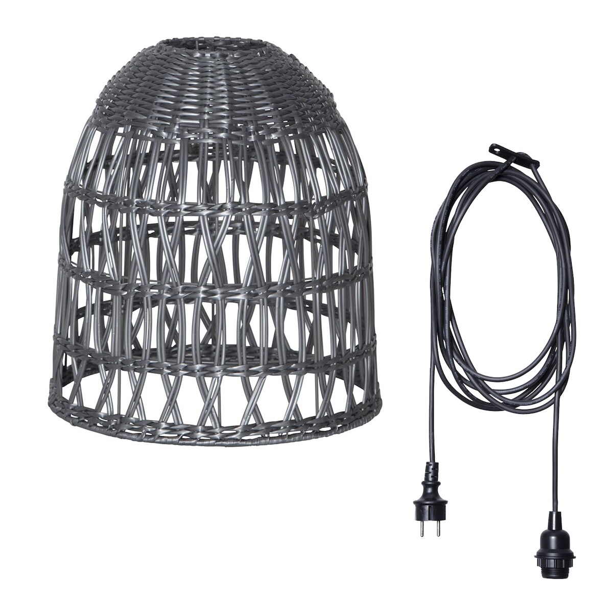MARELIDA Lampenschirm BELL Rattanstil outdoor mit E27 Fassung H: 33cm grau für Außen Image