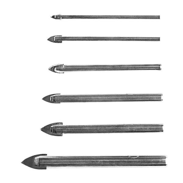 S&R Bohrer-Set Fliesenbohrer, Glasbohrer, Keramikbohrer 3 - 10 mm 6 Stück weiß Image