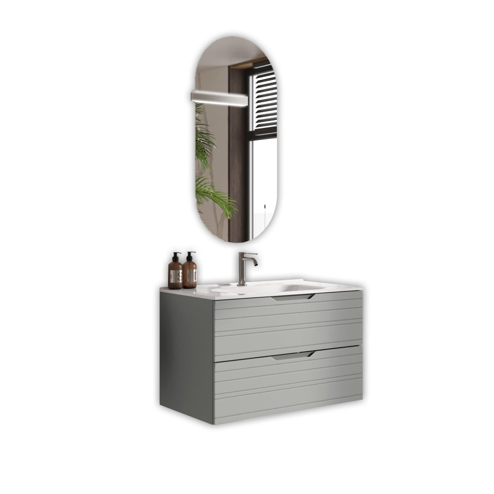 Composition de salle de bain 4 pièces en MDF gris