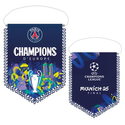 PSG UCL Champions 2025 Sublimierter doppelseitiger großer Wimpel - 20.5x28cm Image