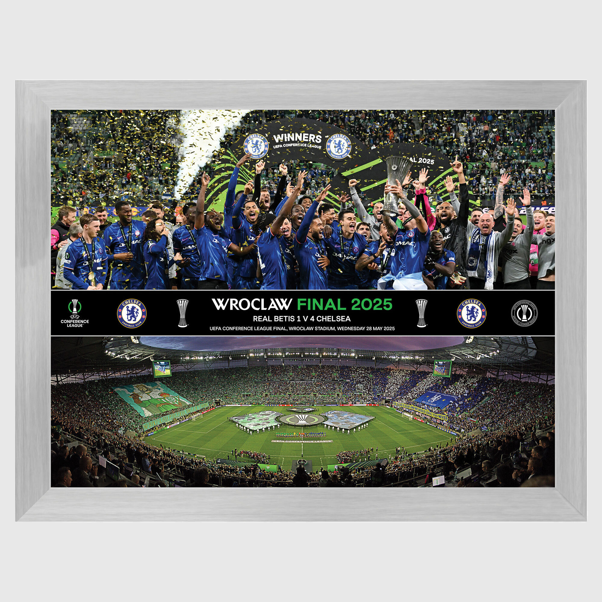 Chelsea UEFA Conference Gewinner – Trophäen-Hebetafel & Aufstellung 16 x 12 – Rahmen Image